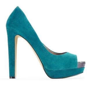 Vince Camuto Platform Suede Heels in Stunning Turquoise